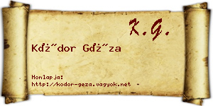 Kódor Géza névjegykártya